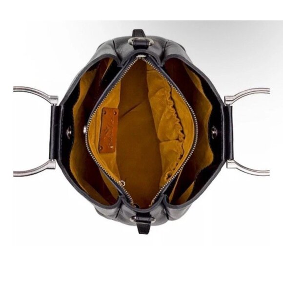 Patricia Nash Empoli Black Leather Classic Shape Satchel NWT (Missing Strap) - Picture 3 of 5